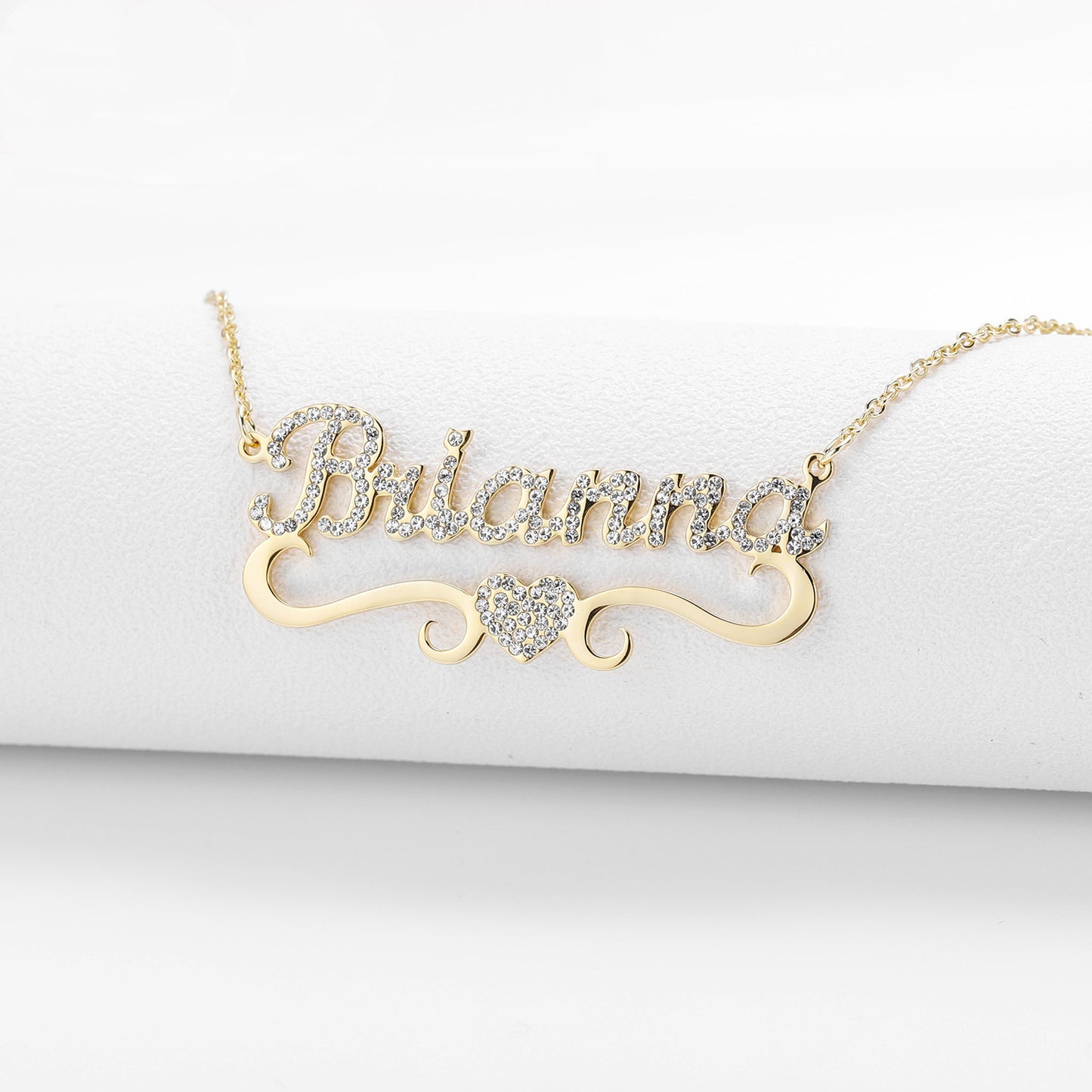 Personalized Heart Iced Out Name Necklace Butterfly Pendants