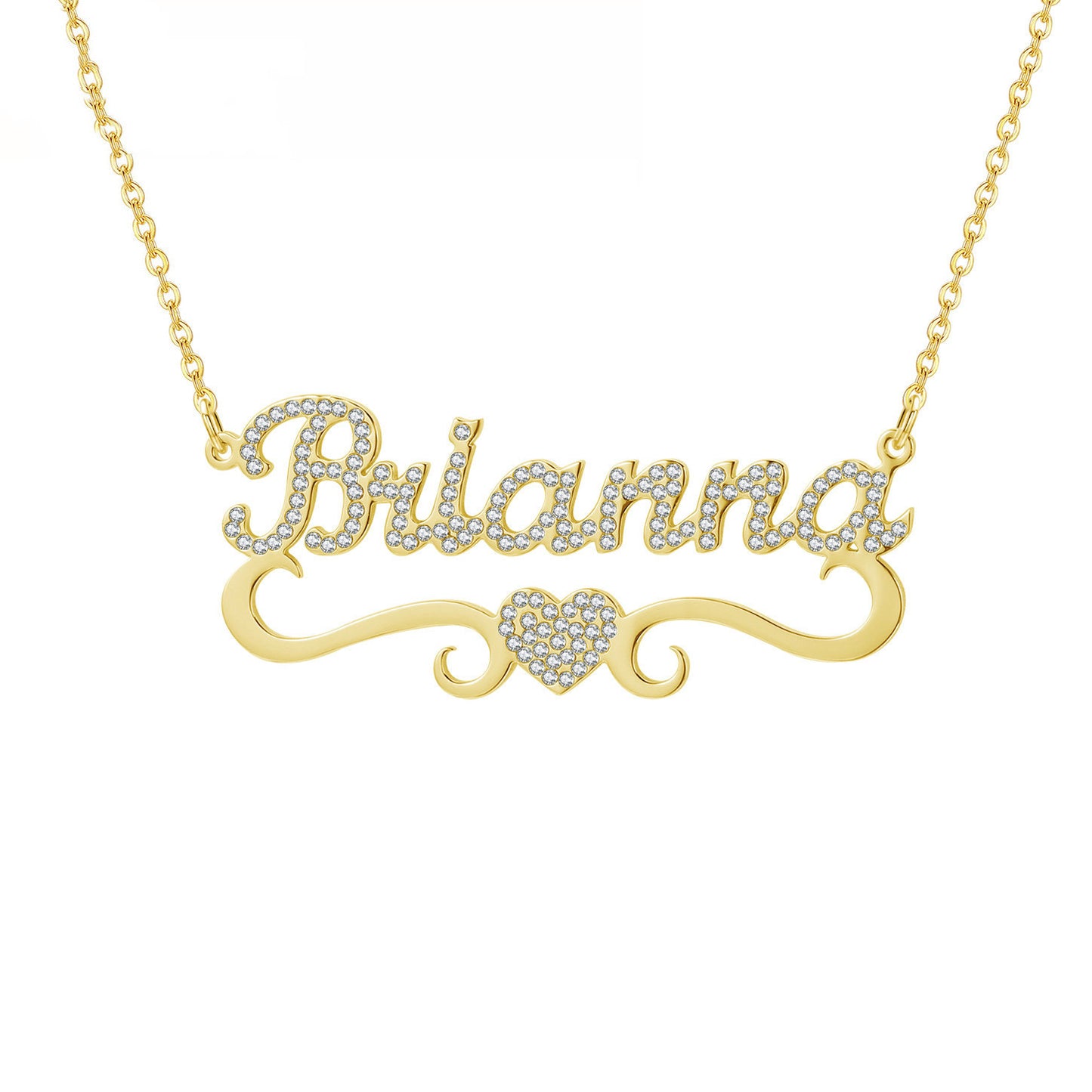 Personalized Heart Iced Out Name Necklace Butterfly Pendants