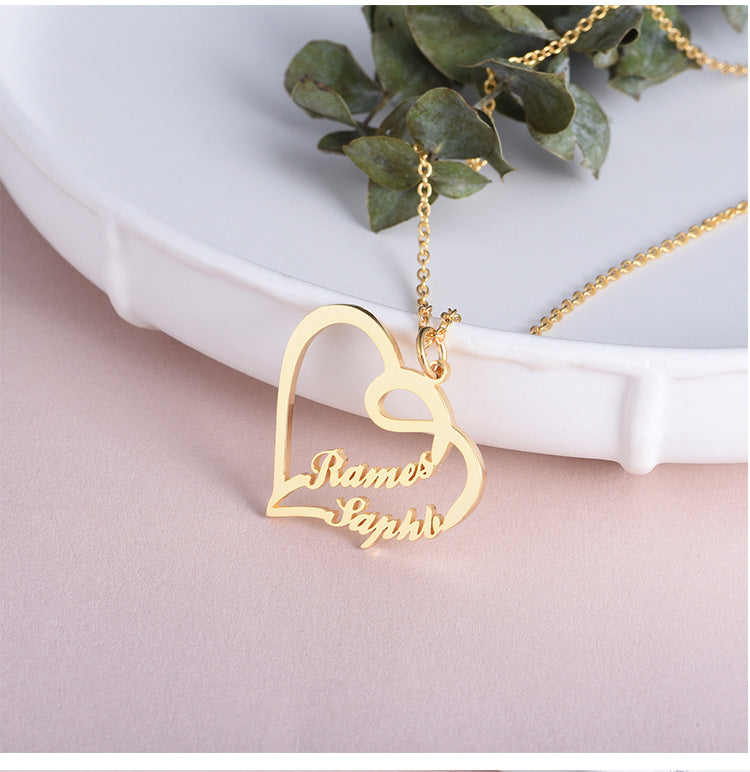 Custom heart shaped letter necklace