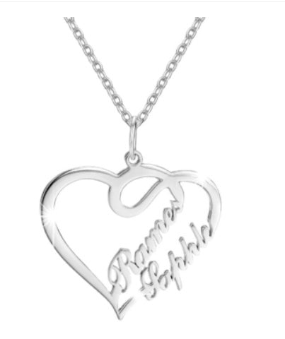 Personalized Custom Name Necklaces Pendant Double Heart Women Necklace