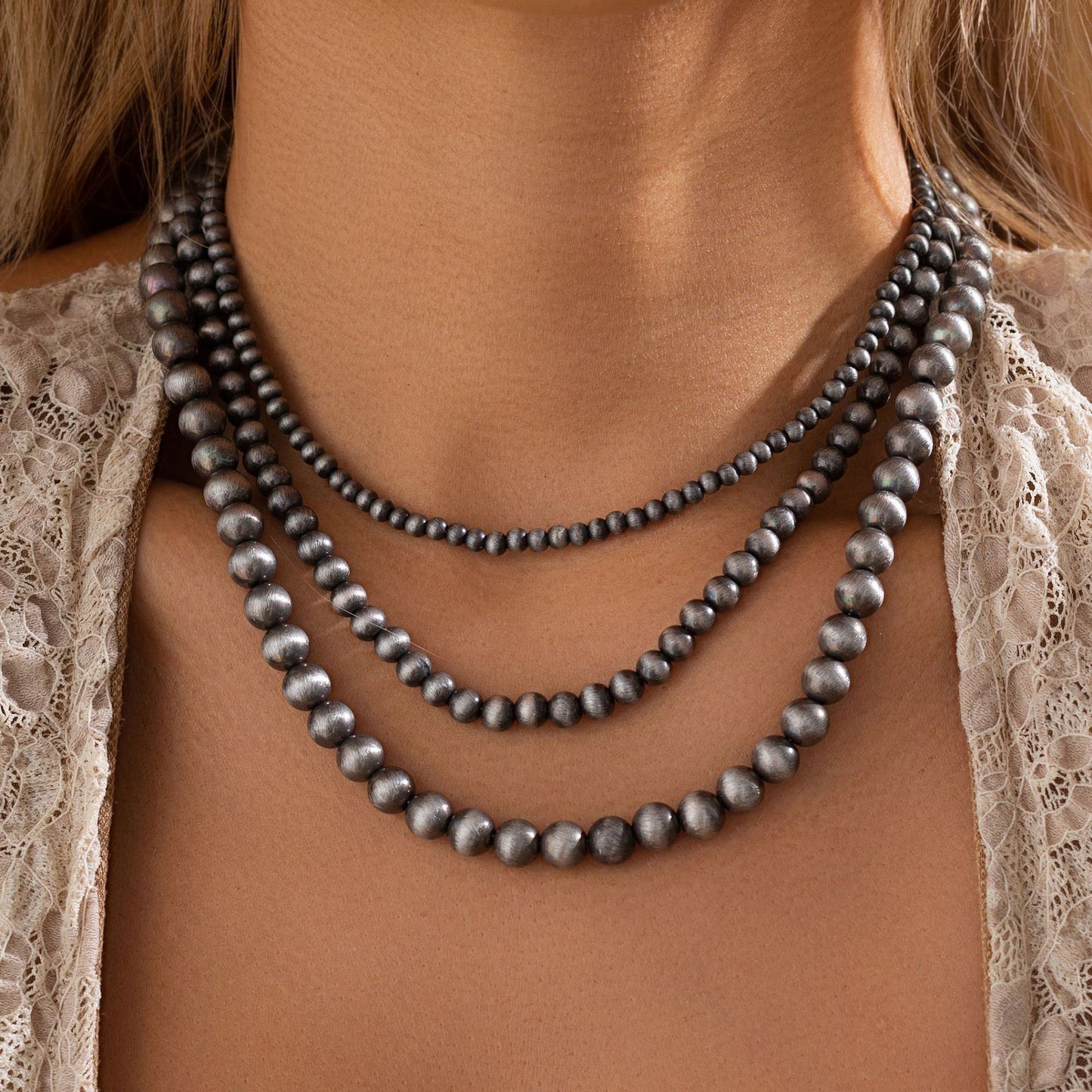 RETRO Geometric Beads Collarbone Necklace Set